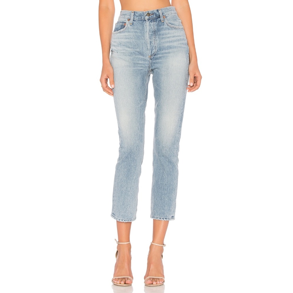 Riley High Rise Straight Crop - Blue Rock